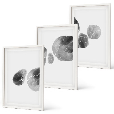 Conjunto de 3 quadros com moldura respingos de tinta de arte abstrata