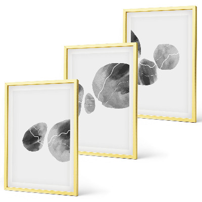 Conjunto de 3 quadros com moldura respingos de tinta de arte abstrata