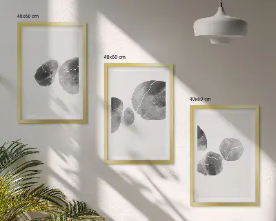 Conjunto de 3 quadros com moldura de arte abstrata com respingos de tinta