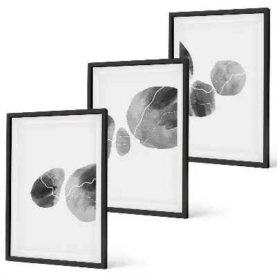 Conjunto de 3 quadros com moldura de arte abstrata com respingos de tinta