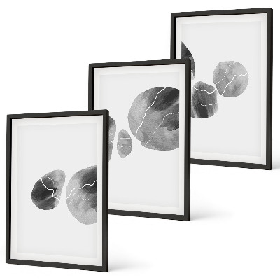 Conjunto de 3 quadros com moldura respingos de tinta de arte abstrata