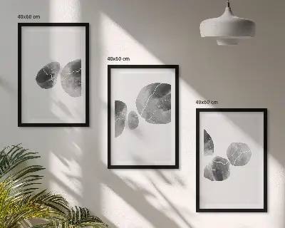 Conjunto de 3 quadros com moldura de arte abstrata com respingos de tinta