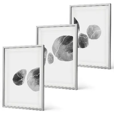 Conjunto de 3 quadros com moldura de arte abstrata com respingos de tinta