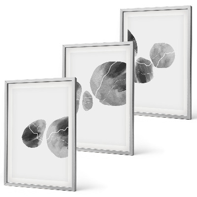 Conjunto de 3 quadros com moldura respingos de tinta de arte abstrata