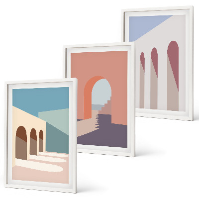 Conjunto de quadros para sala de estar Gráficos arquitetônicos em tons pastel