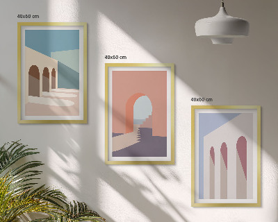Conjunto de quadros para sala de estar Gráficos arquitetônicos em tons pastel