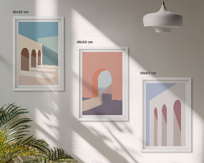 Conjunto de quadros para sala de estar Gráficos arquitetônicos em tons pastel