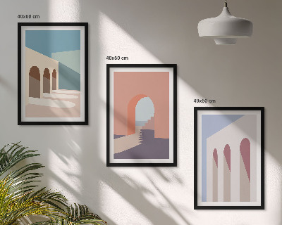 Conjunto de quadros para sala de estar Gráficos arquitetônicos em tons pastel