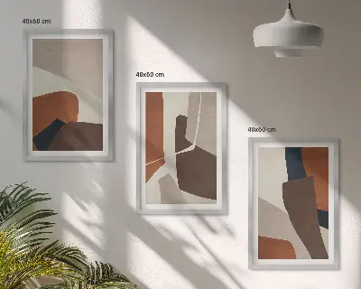 Conjunto de quadros para sala de estar com estruturas modernas abstratas