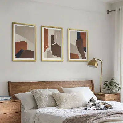 Conjunto de quadros para sala de estar com estruturas modernas abstratas