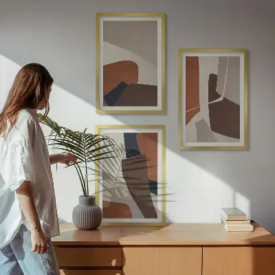 Conjunto de quadros para sala de estar com estruturas modernas abstratas
