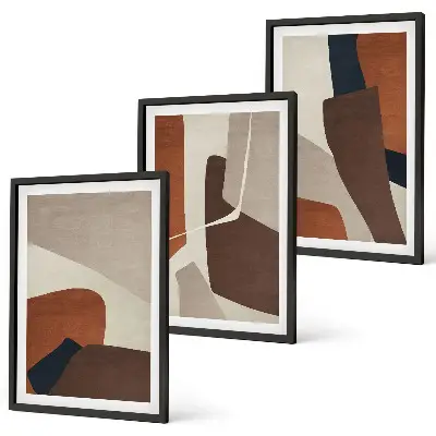 Conjunto de quadros para sala de estar com estruturas modernas abstratas