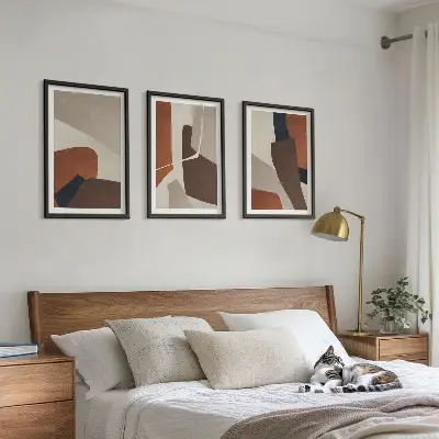 Conjunto de quadros para sala de estar com estruturas modernas abstratas