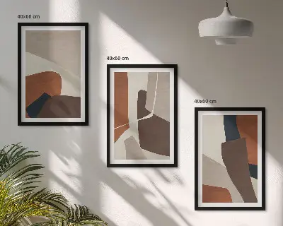 Conjunto de quadros para sala de estar com estruturas modernas abstratas