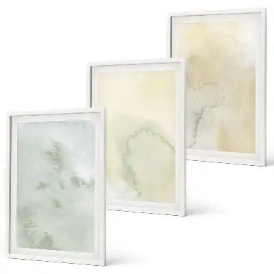 Conjunto de quadros modernos com texturas de aquarela em tons pastel