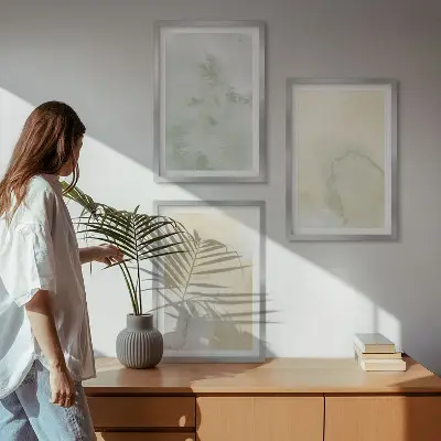 Conjunto de quadros modernos com texturas de aquarela em tons pastel