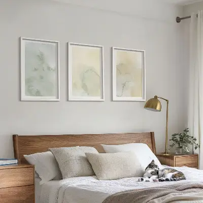 Conjunto de quadros modernos com texturas de aquarela em tons pastel