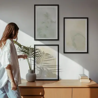 Conjunto de quadros modernos com texturas de aquarela em tons pastel