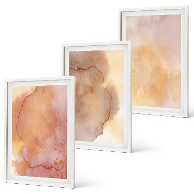 Conjunto de quadros para sala de estar Texturas coloridas em tons quentes de aquarela