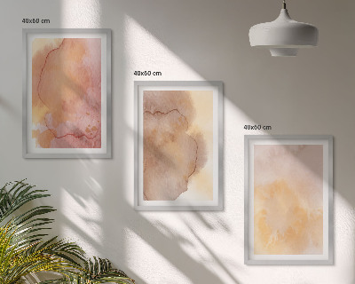Conjunto de quadros para sala de estar Texturas coloridas em tons quentes de aquarela