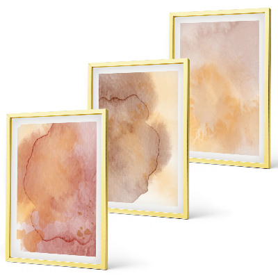 Conjunto de quadros para sala de estar Texturas coloridas em tons quentes de aquarela