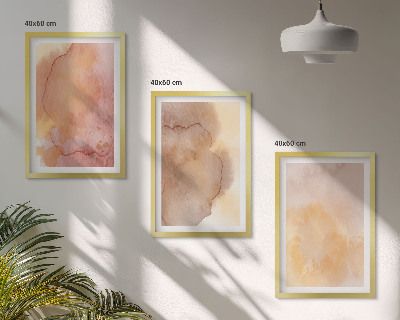 Conjunto de quadros para sala de estar Texturas coloridas em tons quentes de aquarela