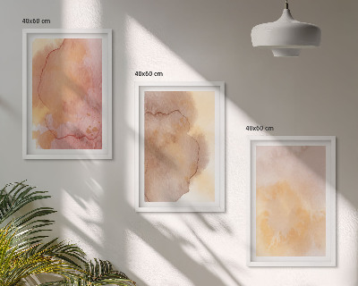Conjunto de quadros para sala de estar Texturas coloridas em tons quentes de aquarela