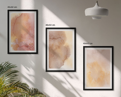 Conjunto de quadros para sala de estar Texturas coloridas em tons quentes de aquarela