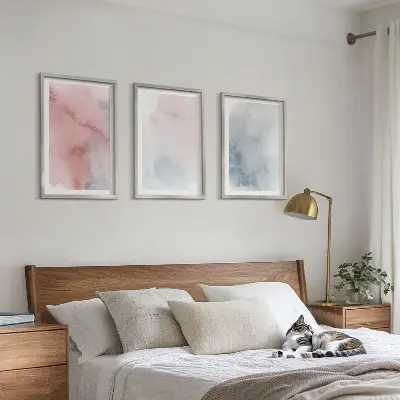 Composição de quadros moderna em aquarela pastel sobre tela