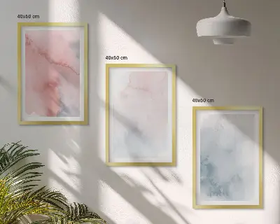Composição de quadros moderna em aquarela pastel sobre tela