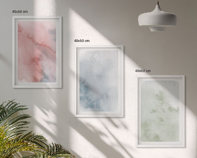 Conjunto de 3 quadros com moldura Estruturas em aquarela pastel