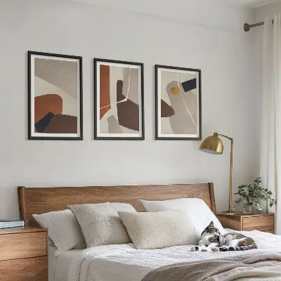 Pintura abstrata estilo boho composição de quadros moderna