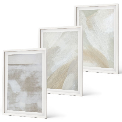 Conjunto de 3 quadros com moldura Pinceladas abstratas