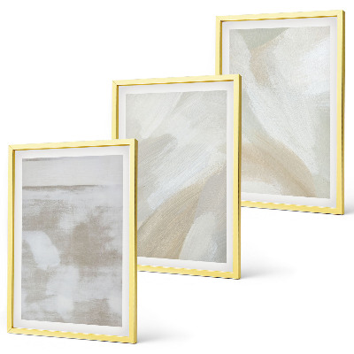 Conjunto de 3 quadros com moldura Pinceladas abstratas