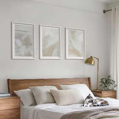 Conjunto de 3 quadros com moldura Pinceladas abstratas