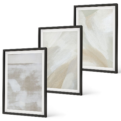 Conjunto de 3 quadros com moldura Pinceladas abstratas