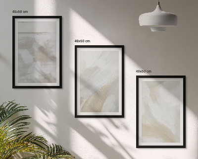 Conjunto de 3 quadros com moldura Pinceladas abstratas