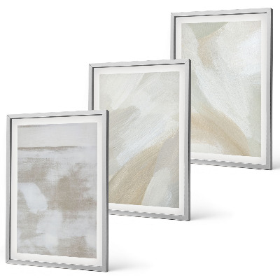 Conjunto de 3 quadros com moldura Pinceladas abstratas