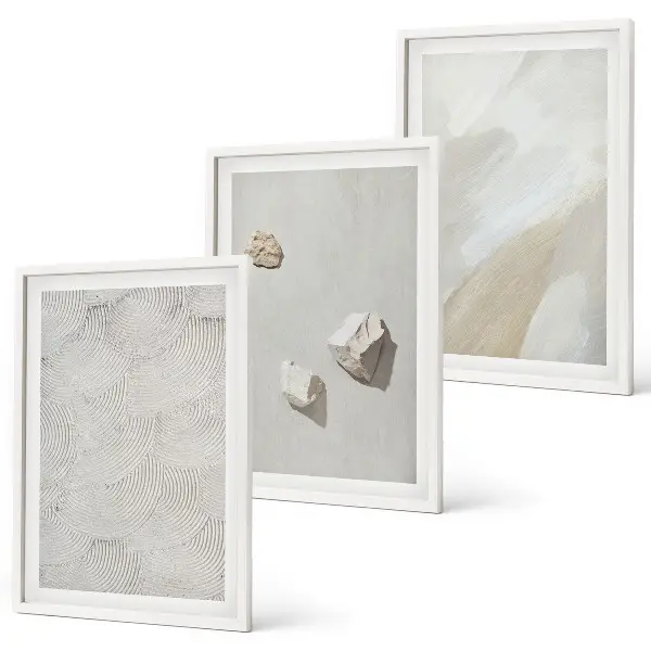 Conjunto de quadros para sala de estar pintura moderna com temática de pedras arenosas