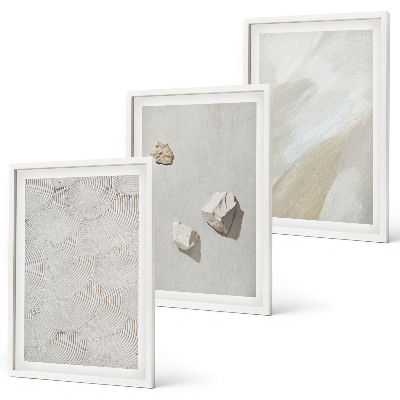 Conjunto de quadros para sala de estar Pedras arenosas pintura moderna