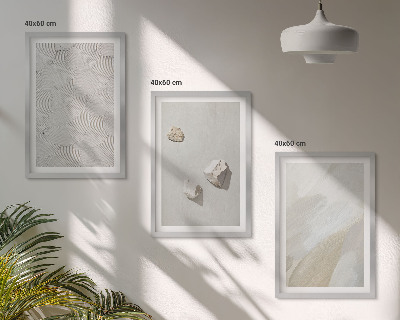Conjunto de quadros para sala de estar Pedras arenosas pintura moderna