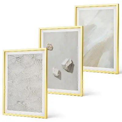 Conjunto de quadros para sala de estar pintura moderna com temática de pedras arenosas