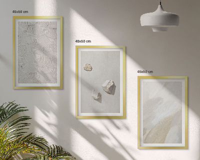Conjunto de quadros para sala de estar Pedras arenosas pintura moderna