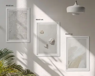 Conjunto de quadros para sala de estar pintura moderna com temática de pedras arenosas