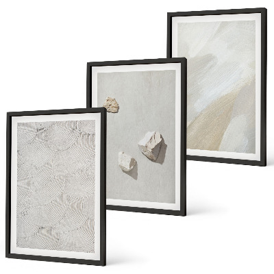 Conjunto de quadros para sala de estar Pedras arenosas pintura moderna