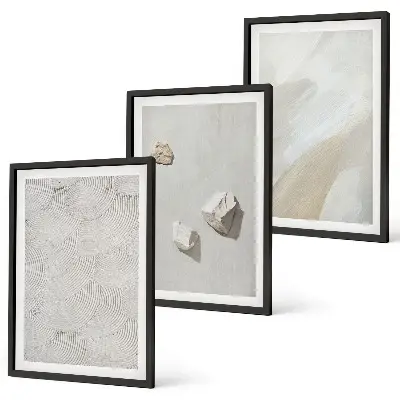 Conjunto de quadros para sala de estar pintura moderna com temática de pedras arenosas