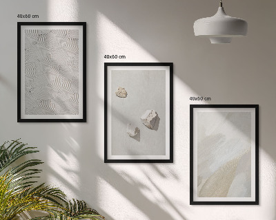 Conjunto de quadros para sala de estar Pedras arenosas pintura moderna