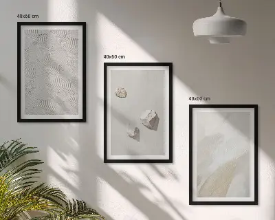 Conjunto de quadros para sala de estar pintura moderna com temática de pedras arenosas