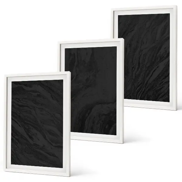 Conjunto de 3 quadros com moldura com estampas de texturas elegantes de mármore escuro