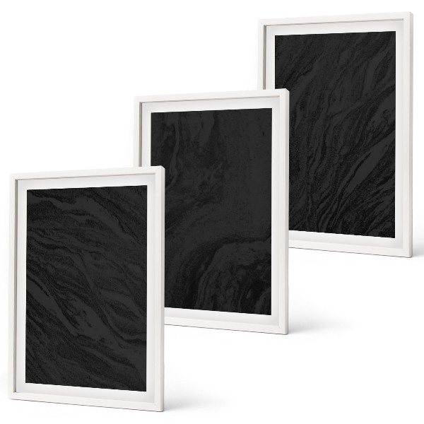 Conjunto de 3 quadros com moldura Texturas elegantes de mármore escuro